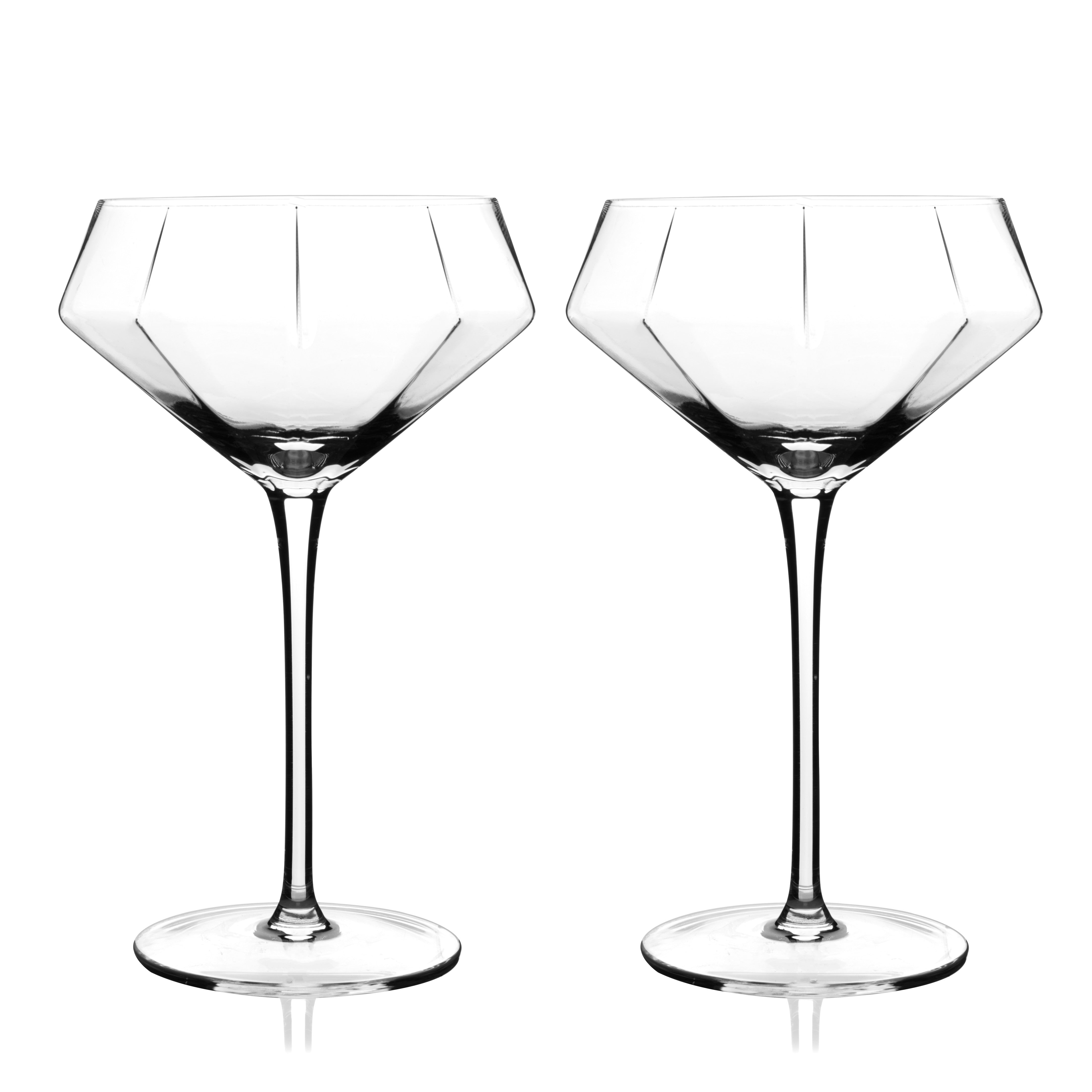 Seneca Diamond Crystal Martini Glasses, S/2