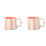 Ceramic Pink Stripe  Coffee cup- 220ml - 3.5 x 2.5 Inches (Set of 2)