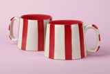 Ceramic Red Stripe Mug, S/2