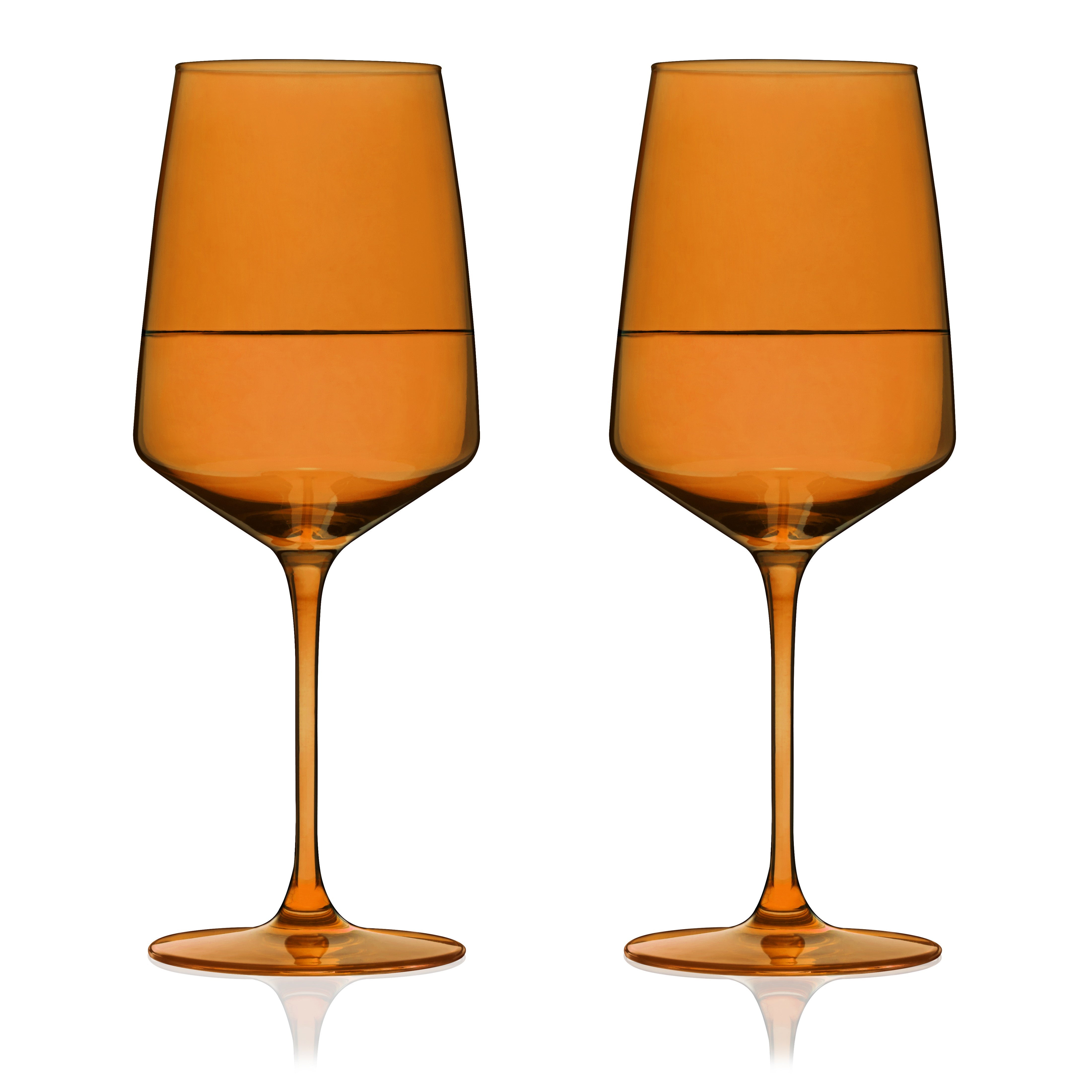 Reserve Nouveau Crystal Wine Glasses, Amber S/2