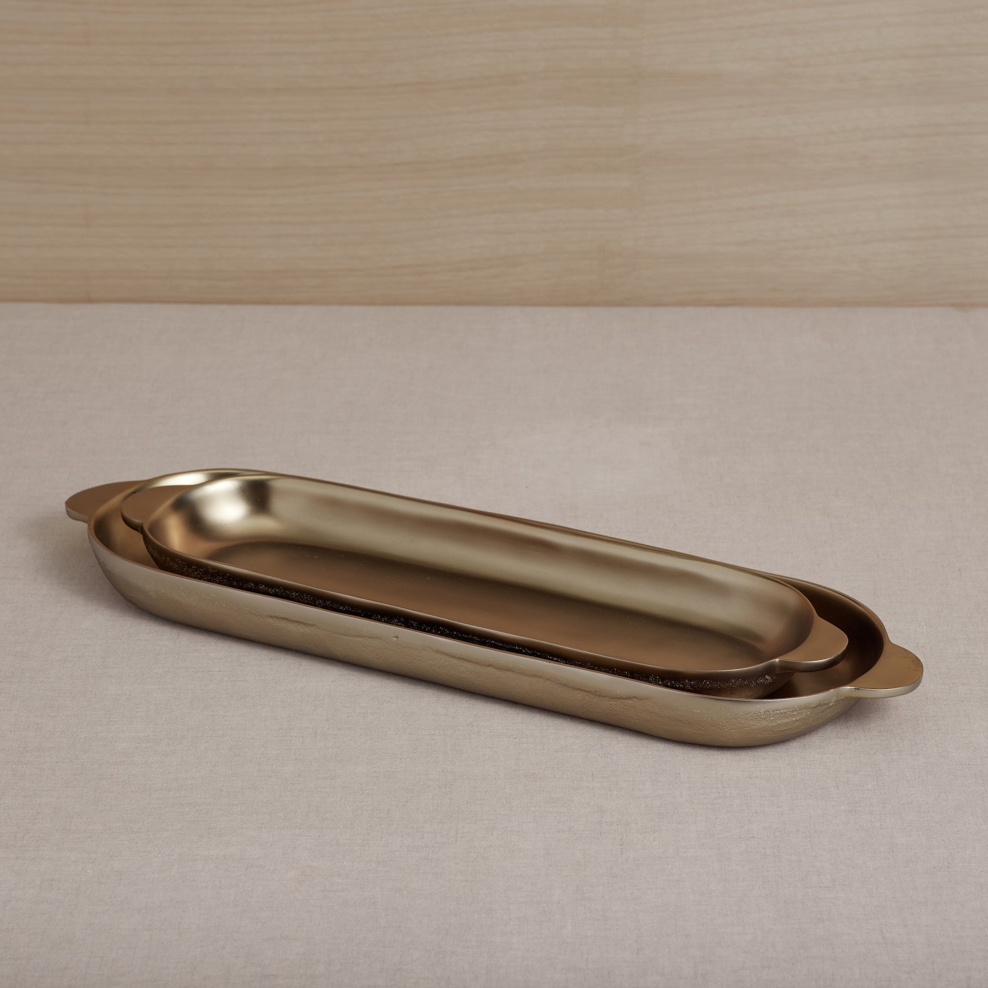Antique Brass Long Trays (Set of 2)