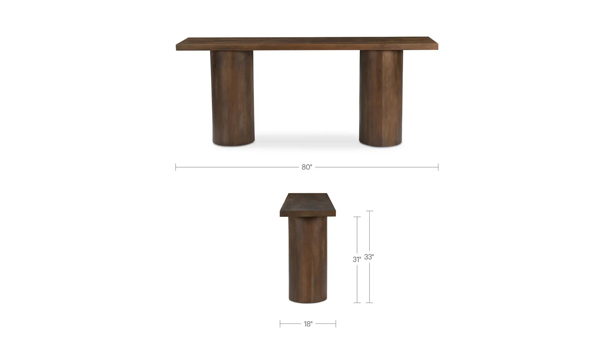 Hadley Console Table in Warm Brown