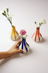 Ceramic Red Stripe Bud Vase, S/4