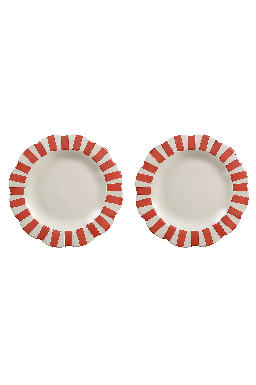 Ceramic Stripe Dinner Plate, Red S/2