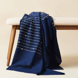 Rosewood Indigo Hand Knotted Stripes Handloom Merino Throw