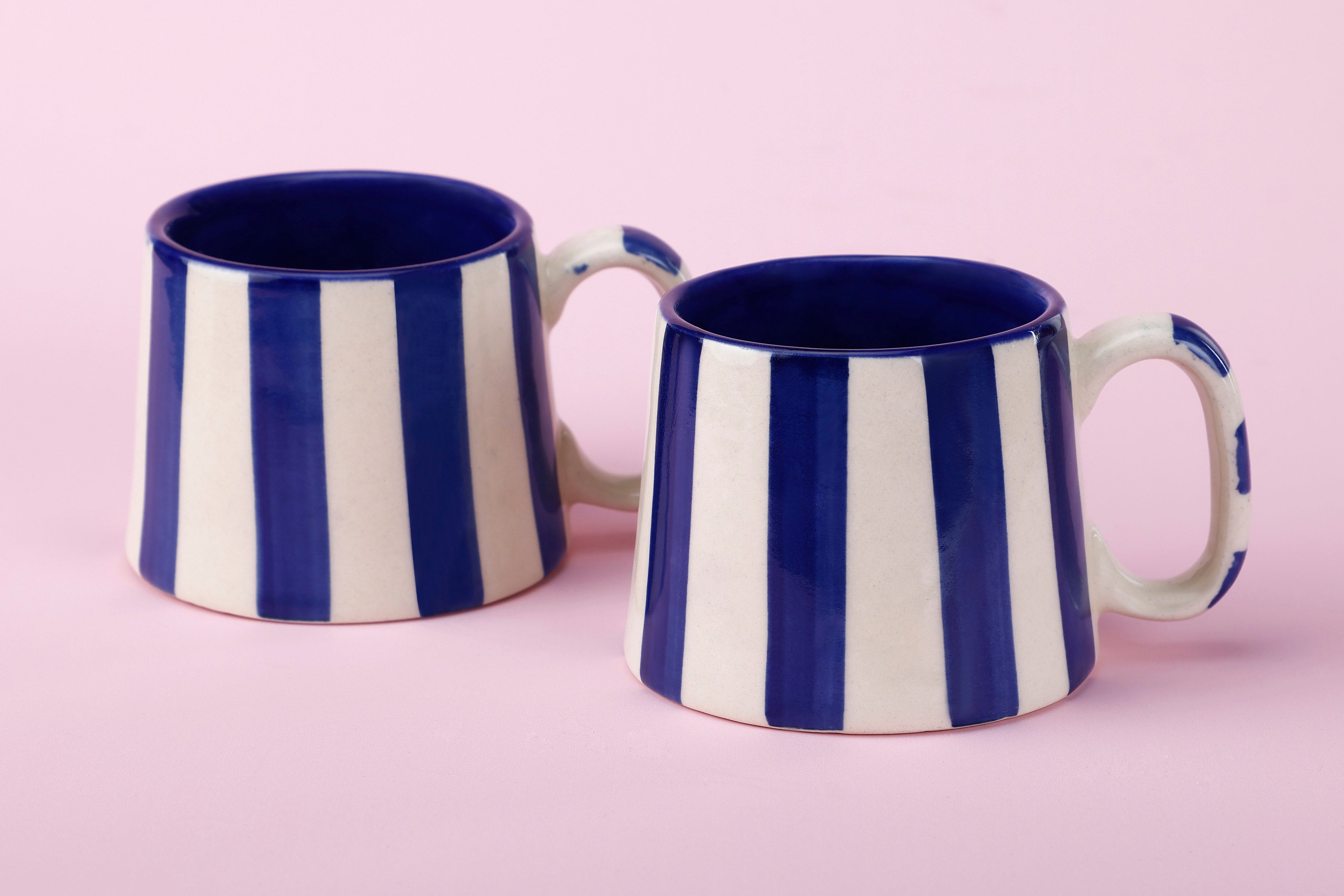 Ceramic Black Stripe Mug, S/2