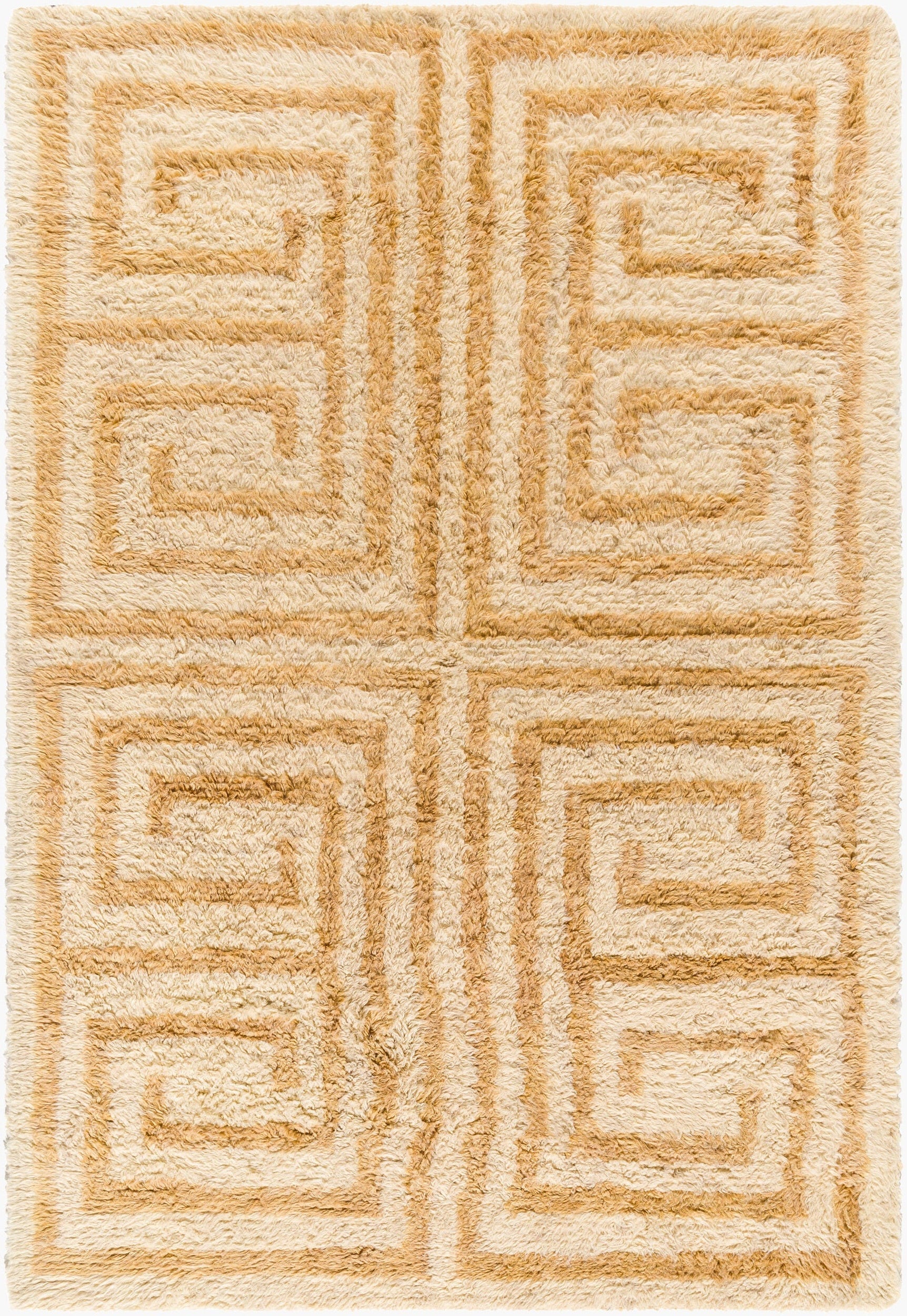 Beni Moroccan Rug in Geometric Tan