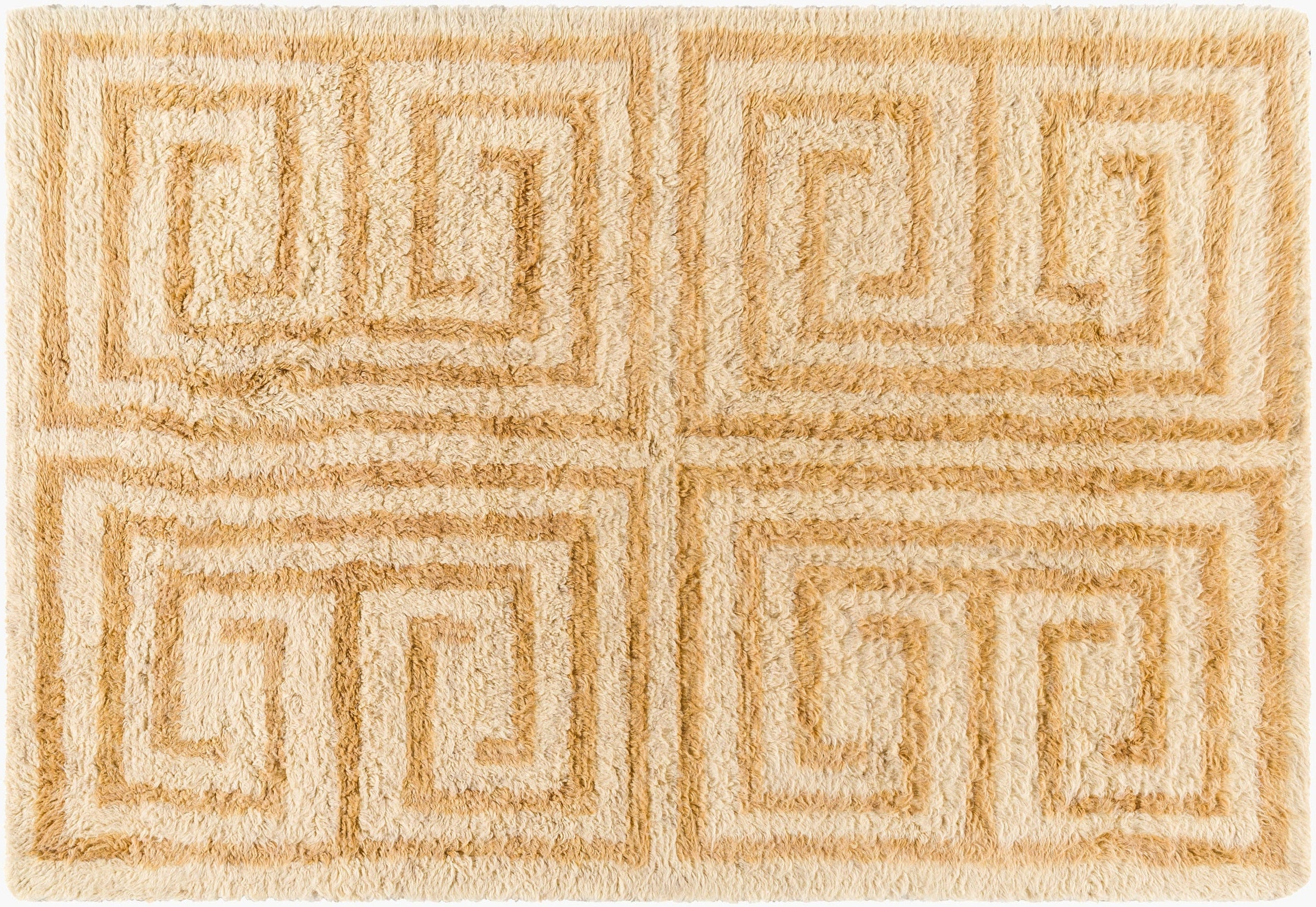 Beni Moroccan Rug in Geometric Tan