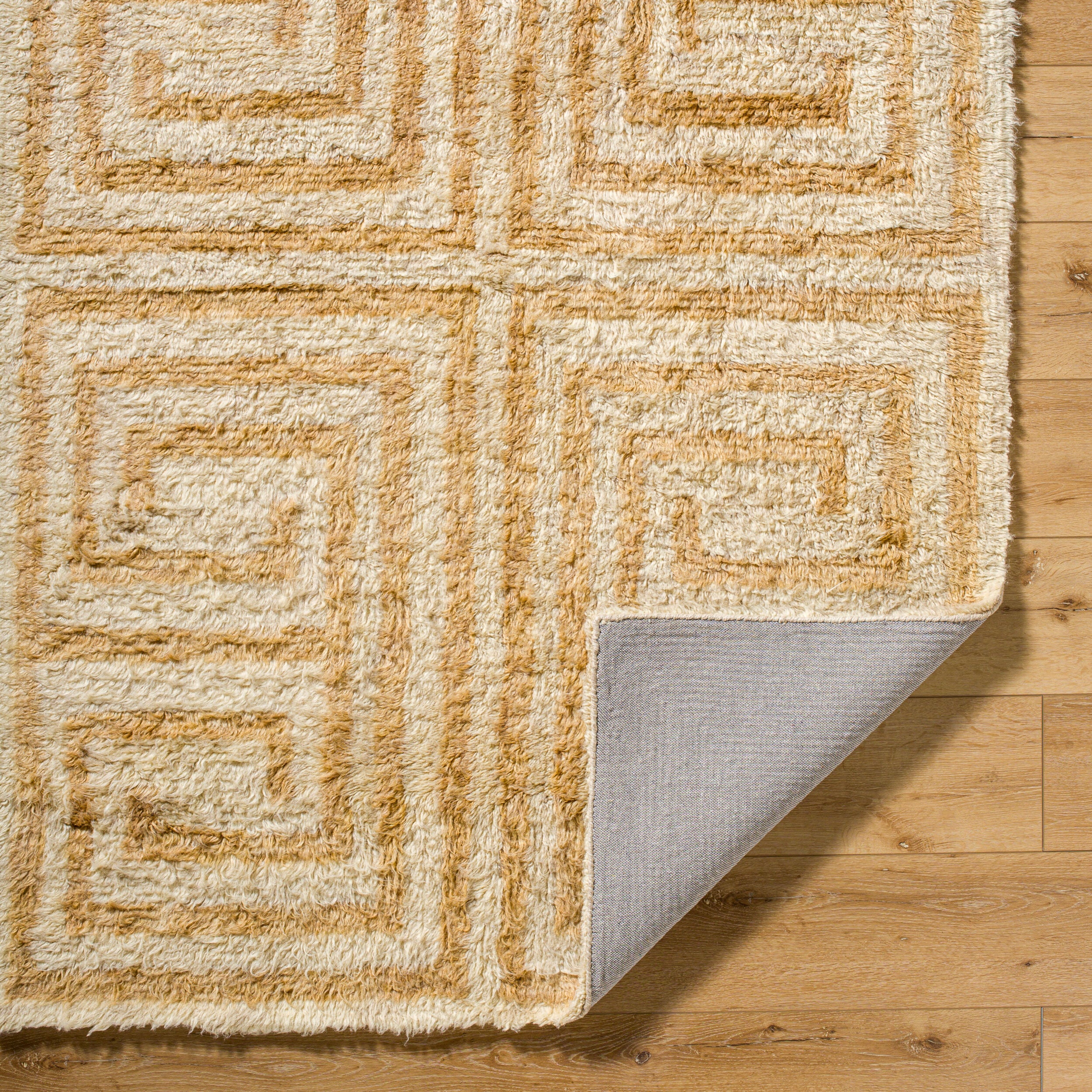 Beni Moroccan Rug in Geometric Tan