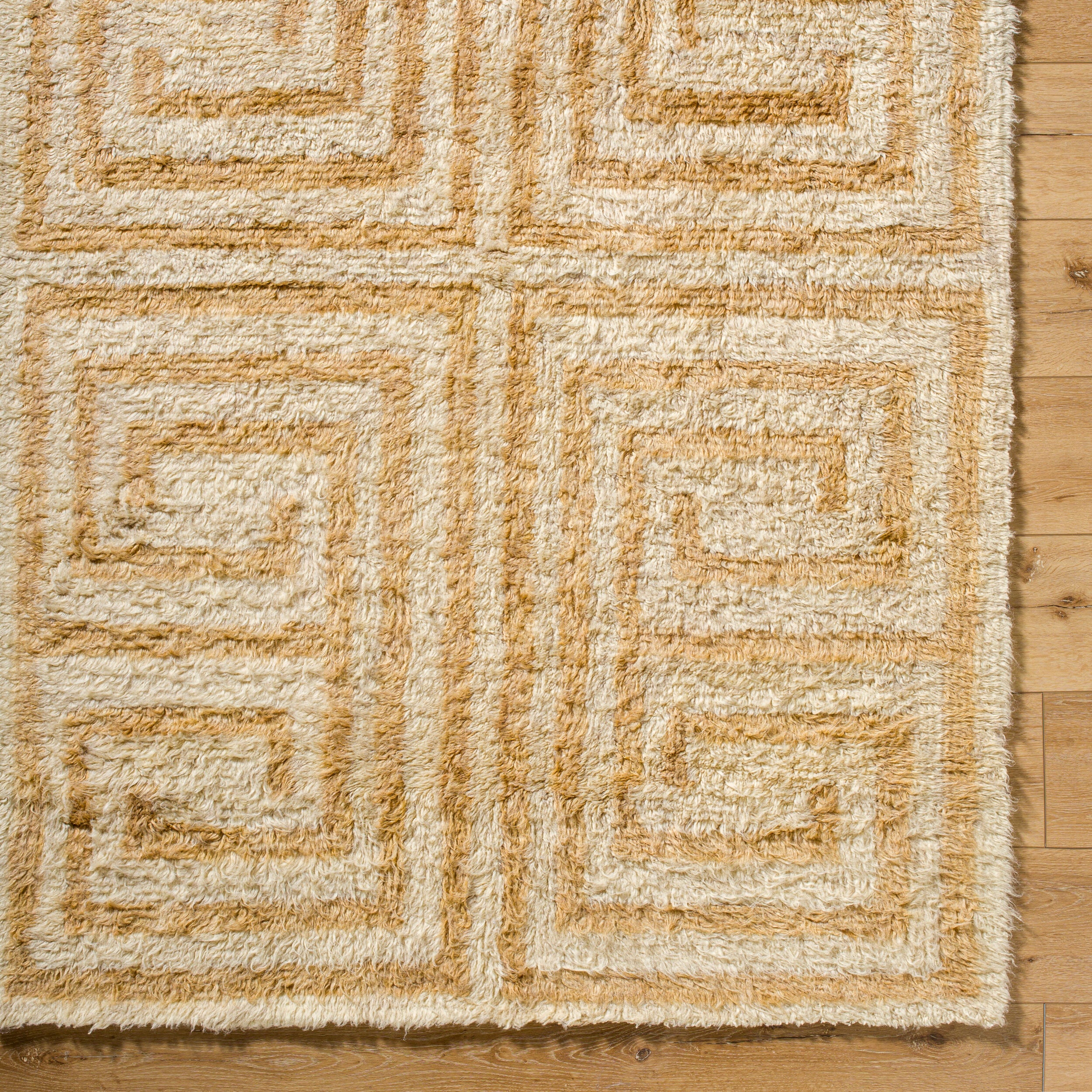 Beni Moroccan Rug in Geometric Tan
