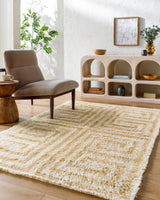 Beni Moroccan Rug in Geometric Tan
