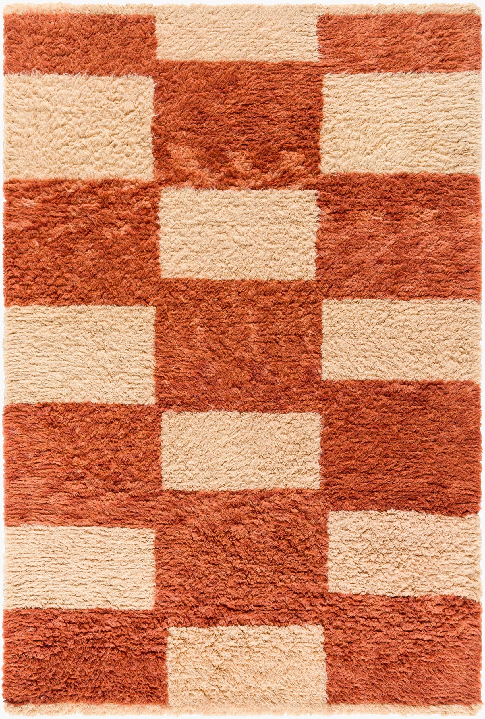 Beni Moroccan Rug in Checkered Rust