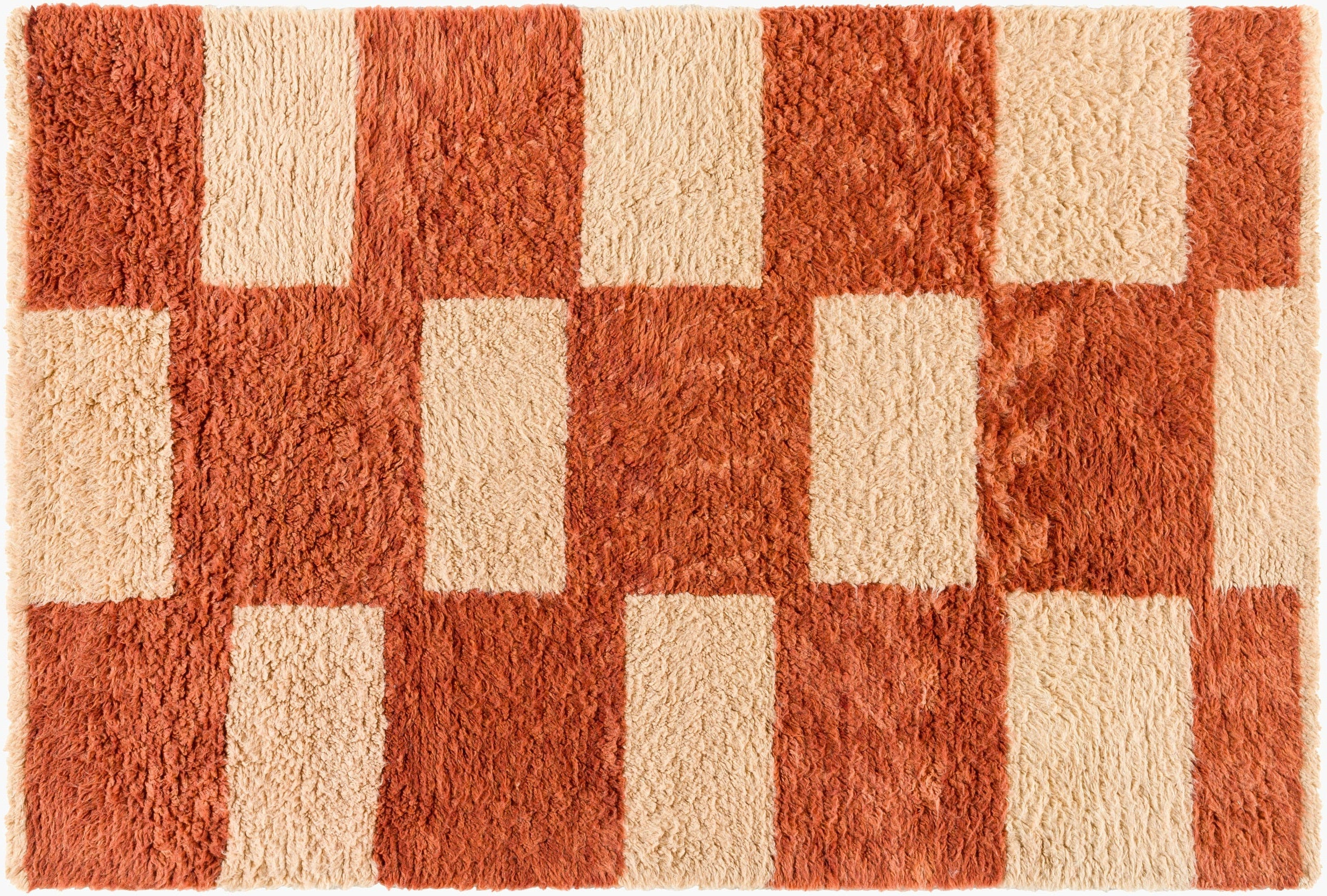 Beni Moroccan Rug in Checkered Rust