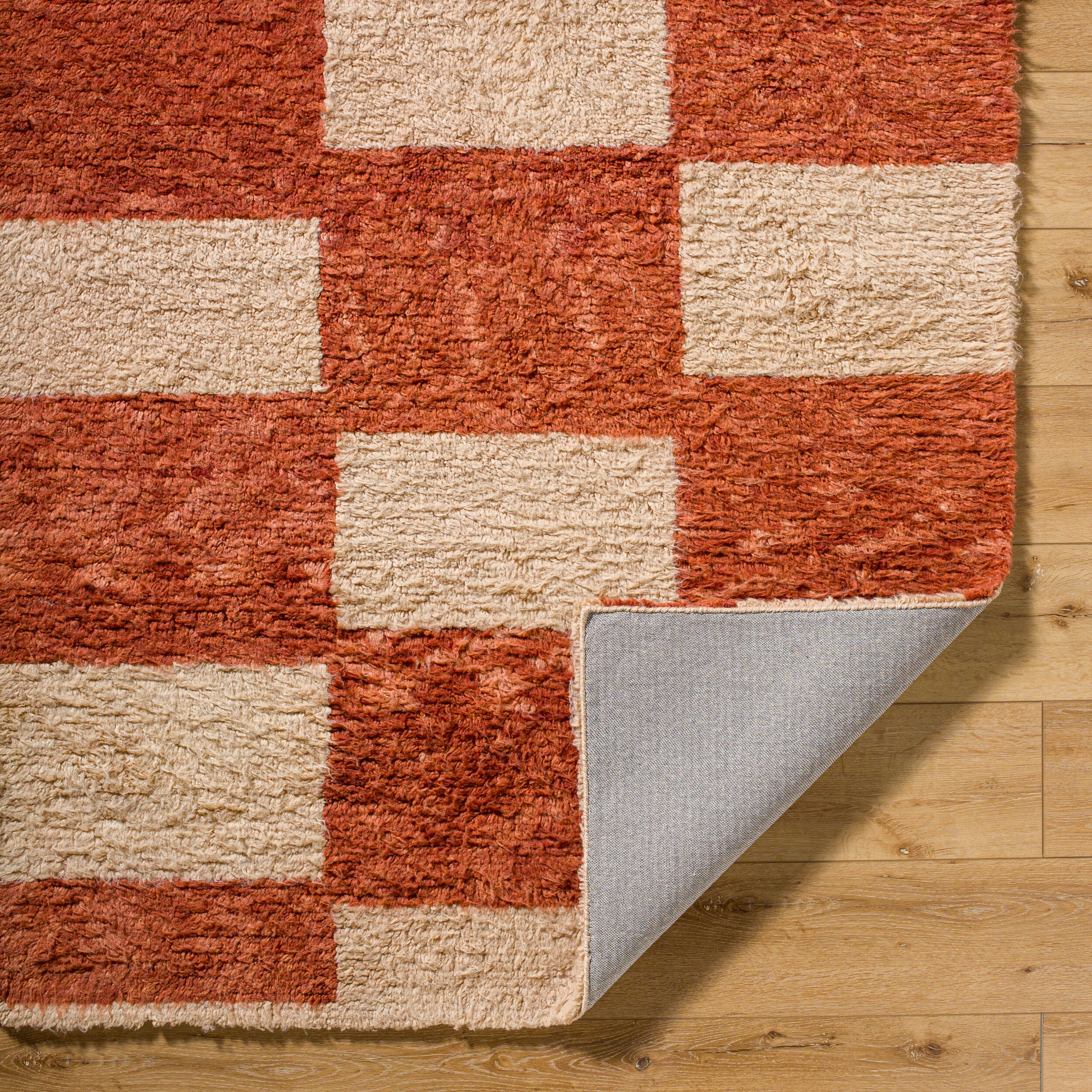 Beni Moroccan Rug in Checkered Rust