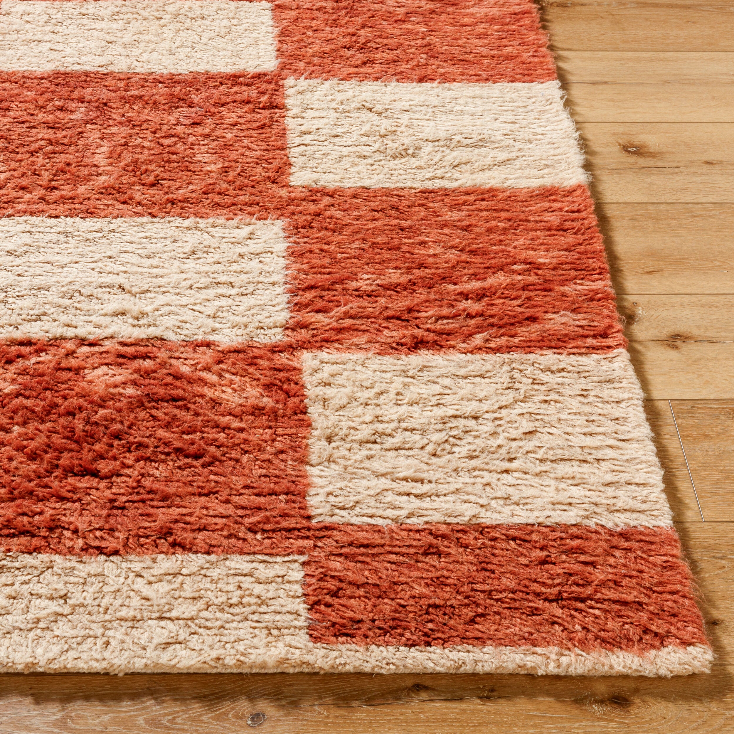 Beni Moroccan Rug in Checkered Rust