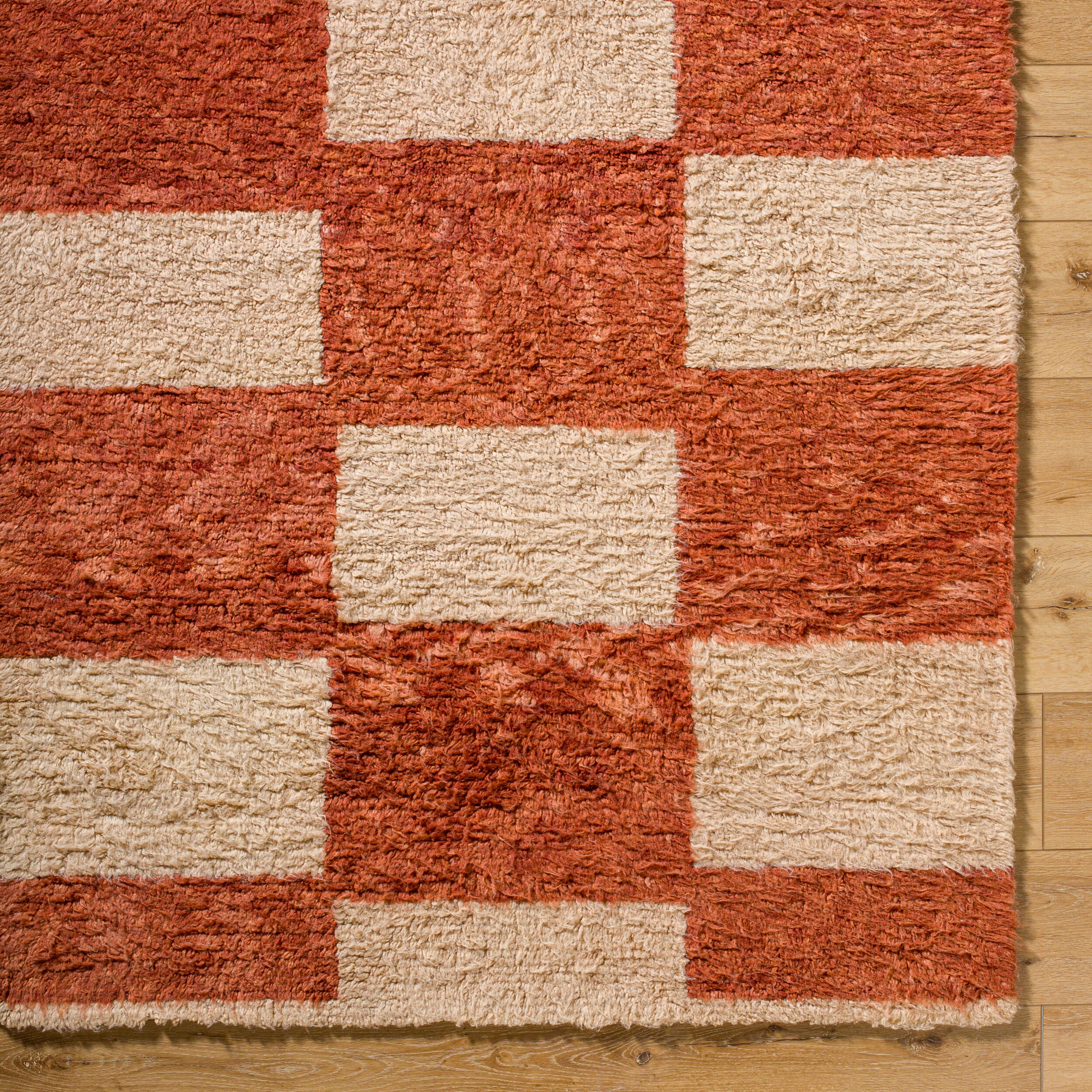 Beni Moroccan Rug in Checkered Rust