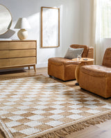 Kamey Checkered Fringe Jute Rug
