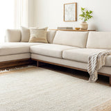 Kamey Ivory Fringe Jute Rug