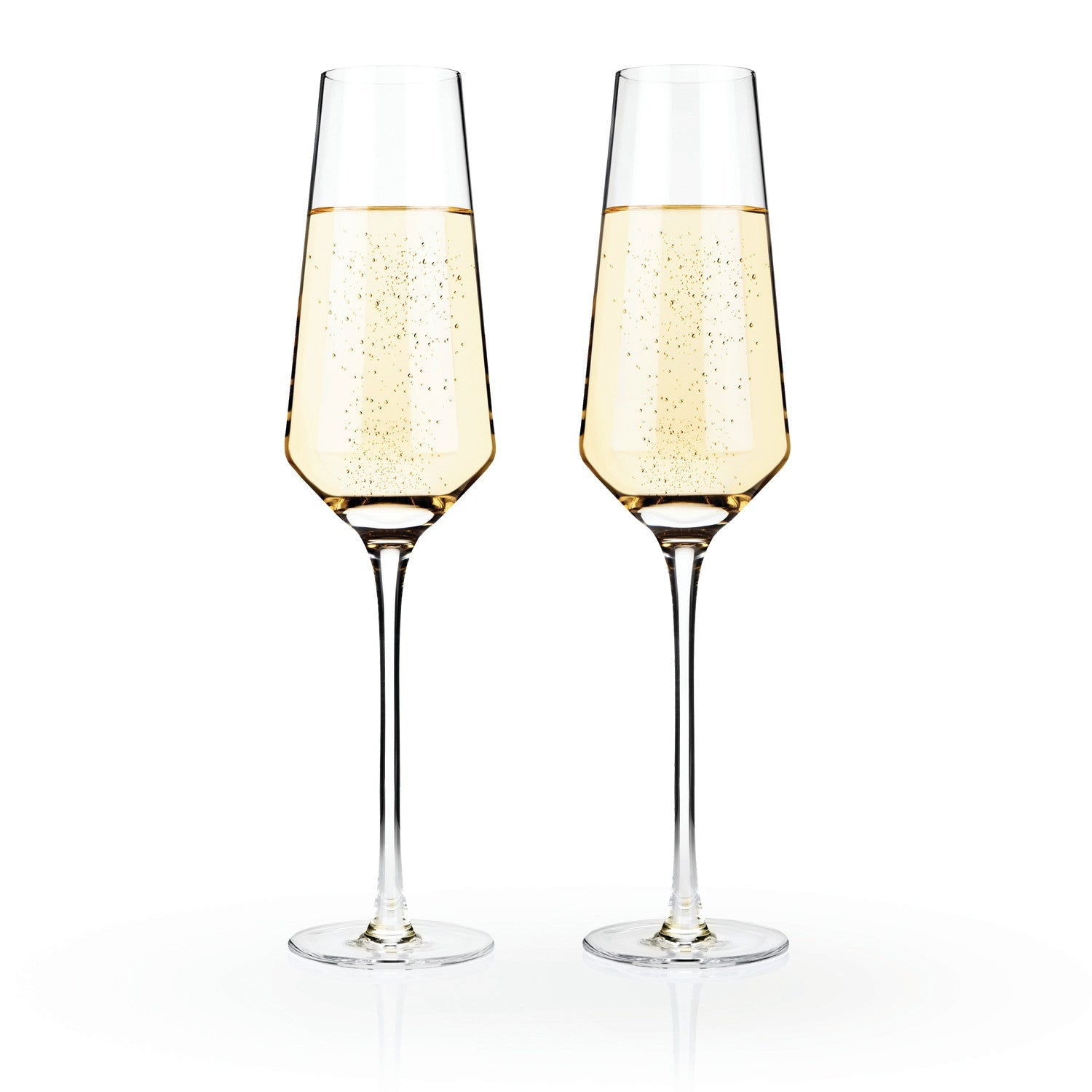 Raye Angled Crystal Champagne Flutes , S/2