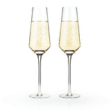 Raye Angled Crystal Champagne Flutes , S/2
