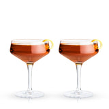 Raye Angled Crystal Coupe Glasses, S/2