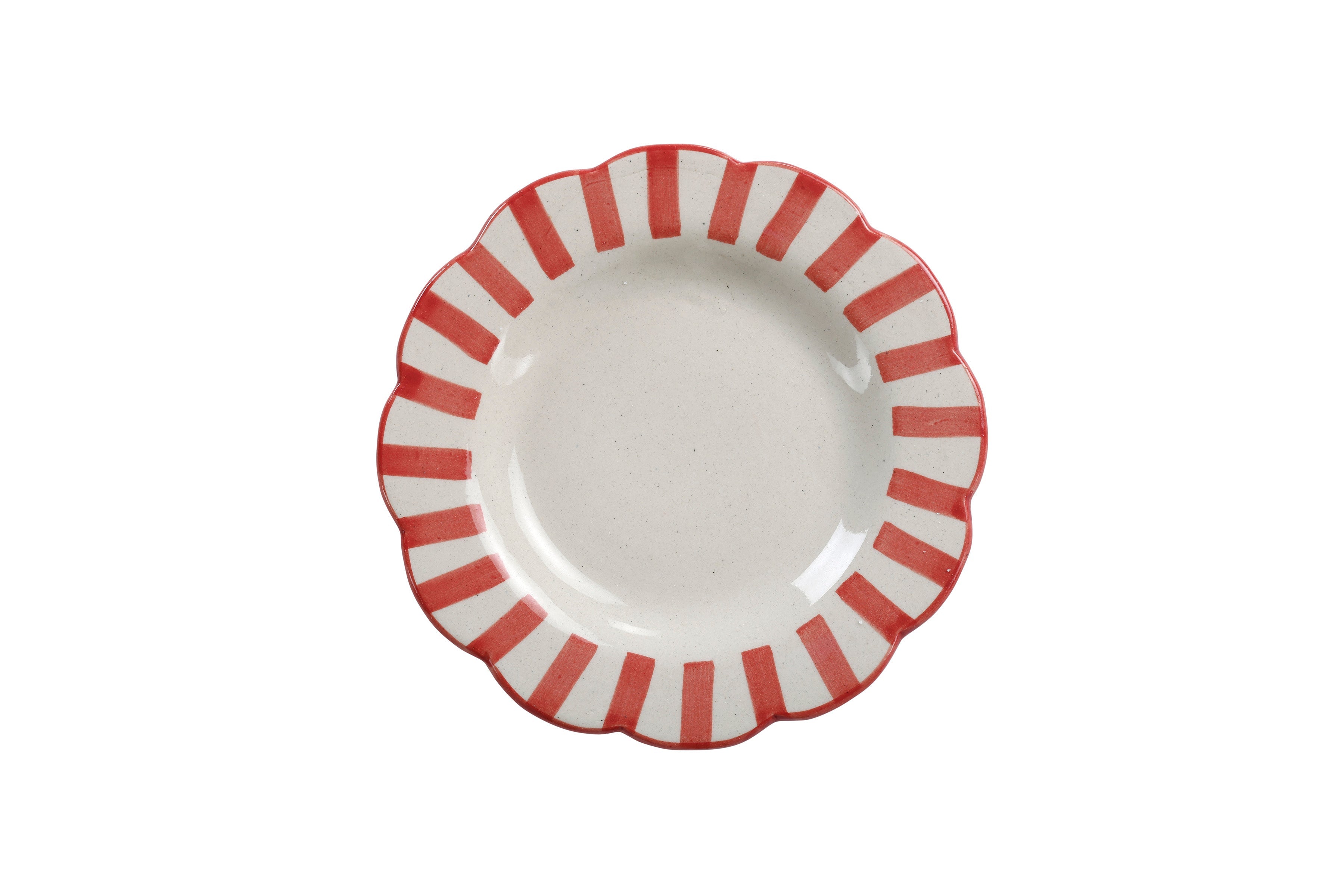 Ceramic Stripe Salad Plate, Red S/2