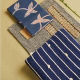 Rosewood Indigo Hand Knotted Stripes Handloom Merino Throw