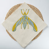 Hand Block Printed Napkin in Dawn Elephant Moth
