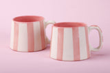 Ceramic Pink Stripe Mug, S/2