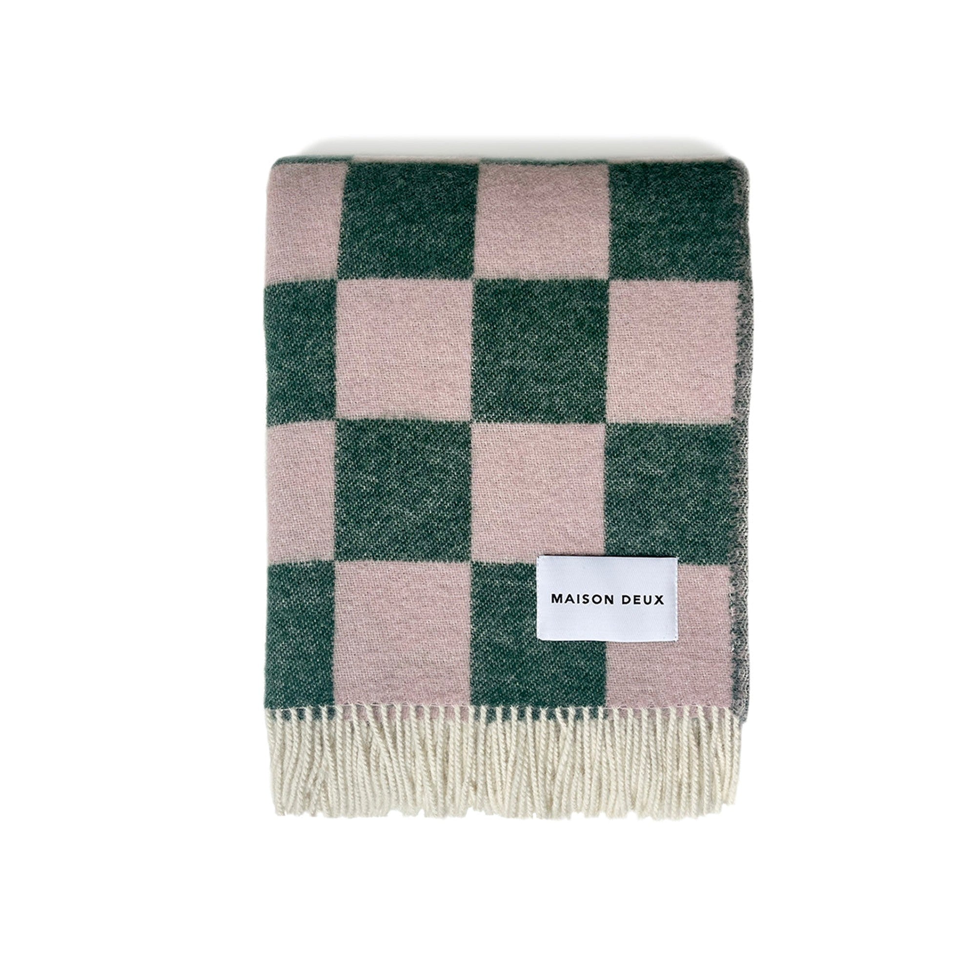 Checkerboard Blanket Green Pink