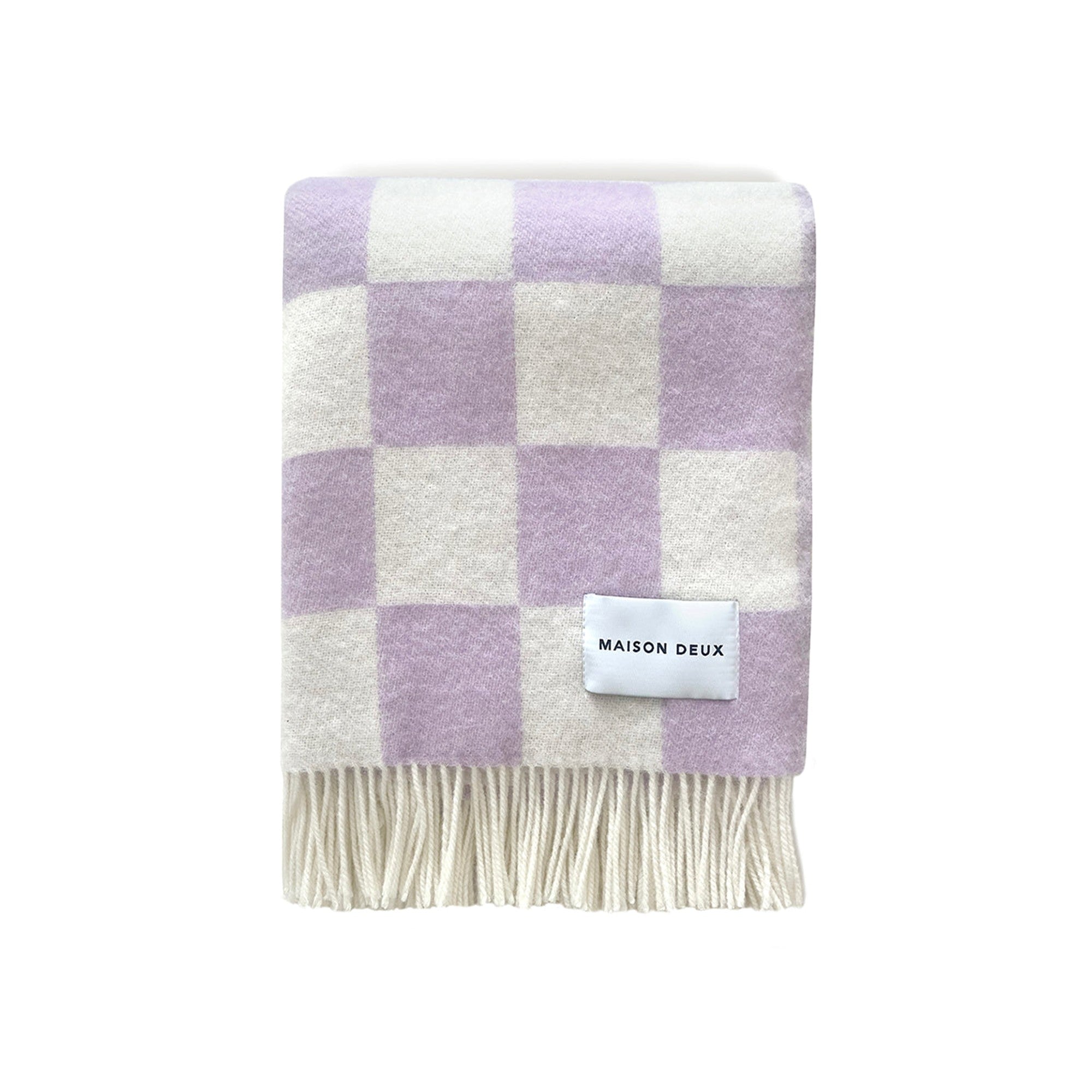 Checkerboard Blanket Lilac White