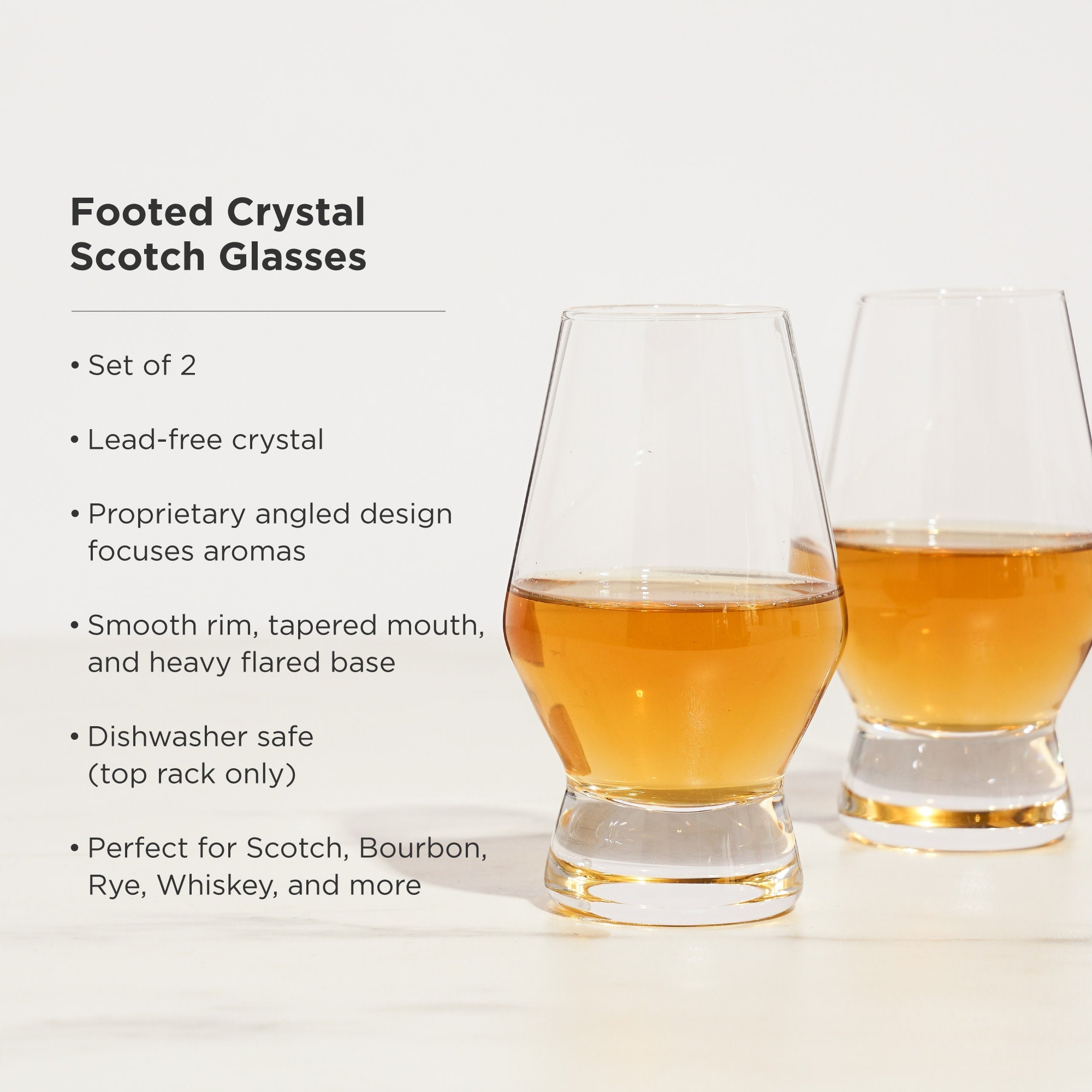 Raye Heavy Base Crystal Whiskey Tasting Glasses, S/2