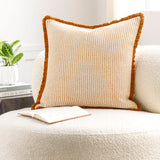 Cotton Fringe Pillow in Rust