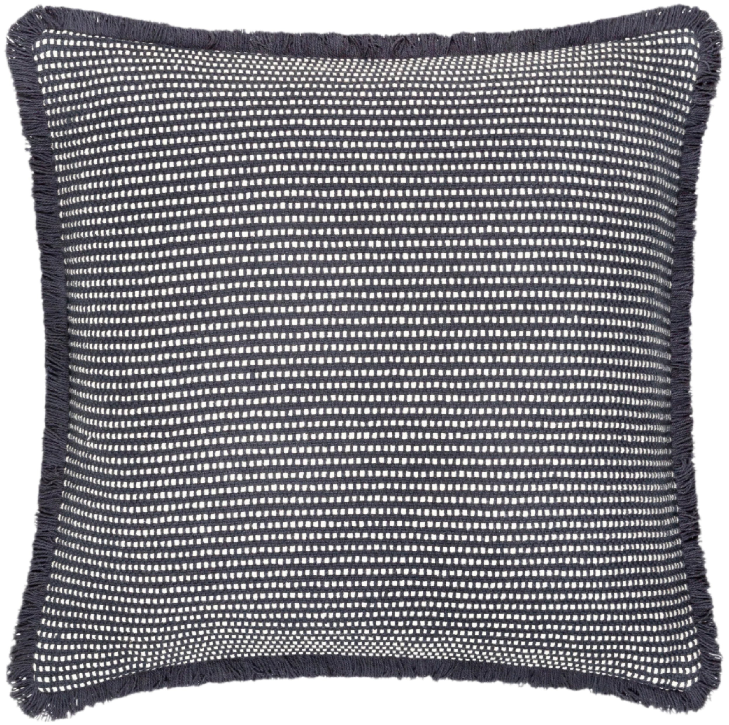 Cotton Fringe Pillow in Navy