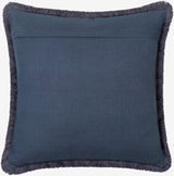 Cotton Fringe Pillow in Navy