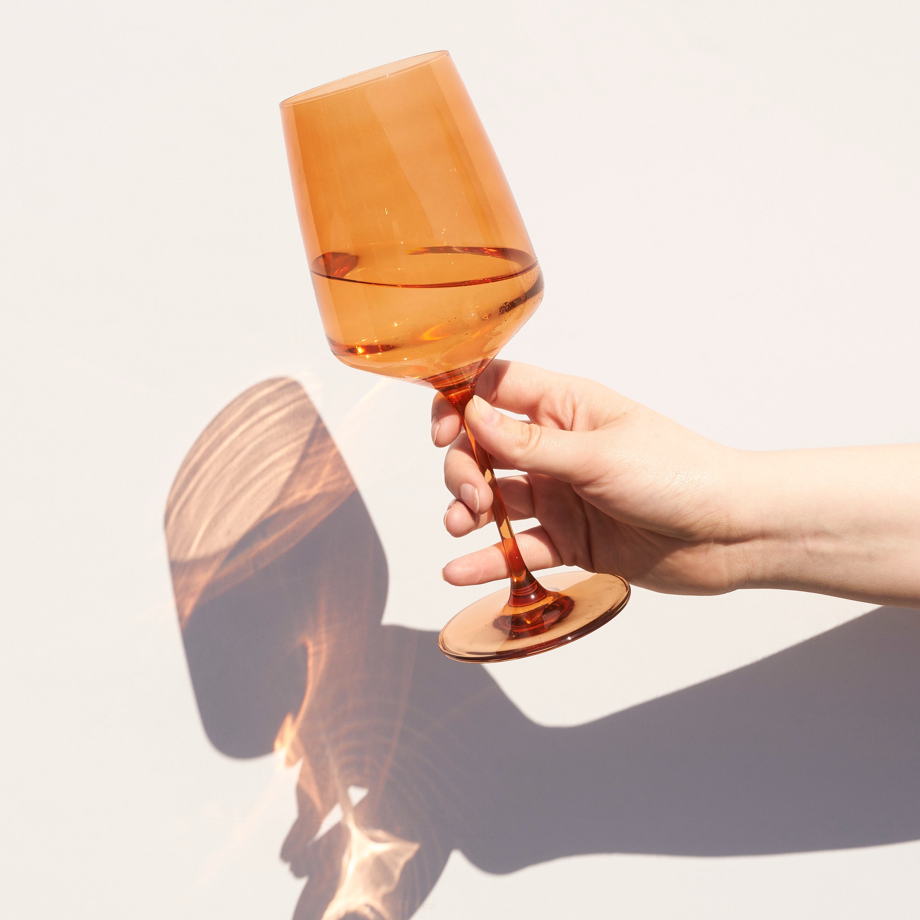 Reserve Nouveau Crystal Wine Glasses, Amber S/2