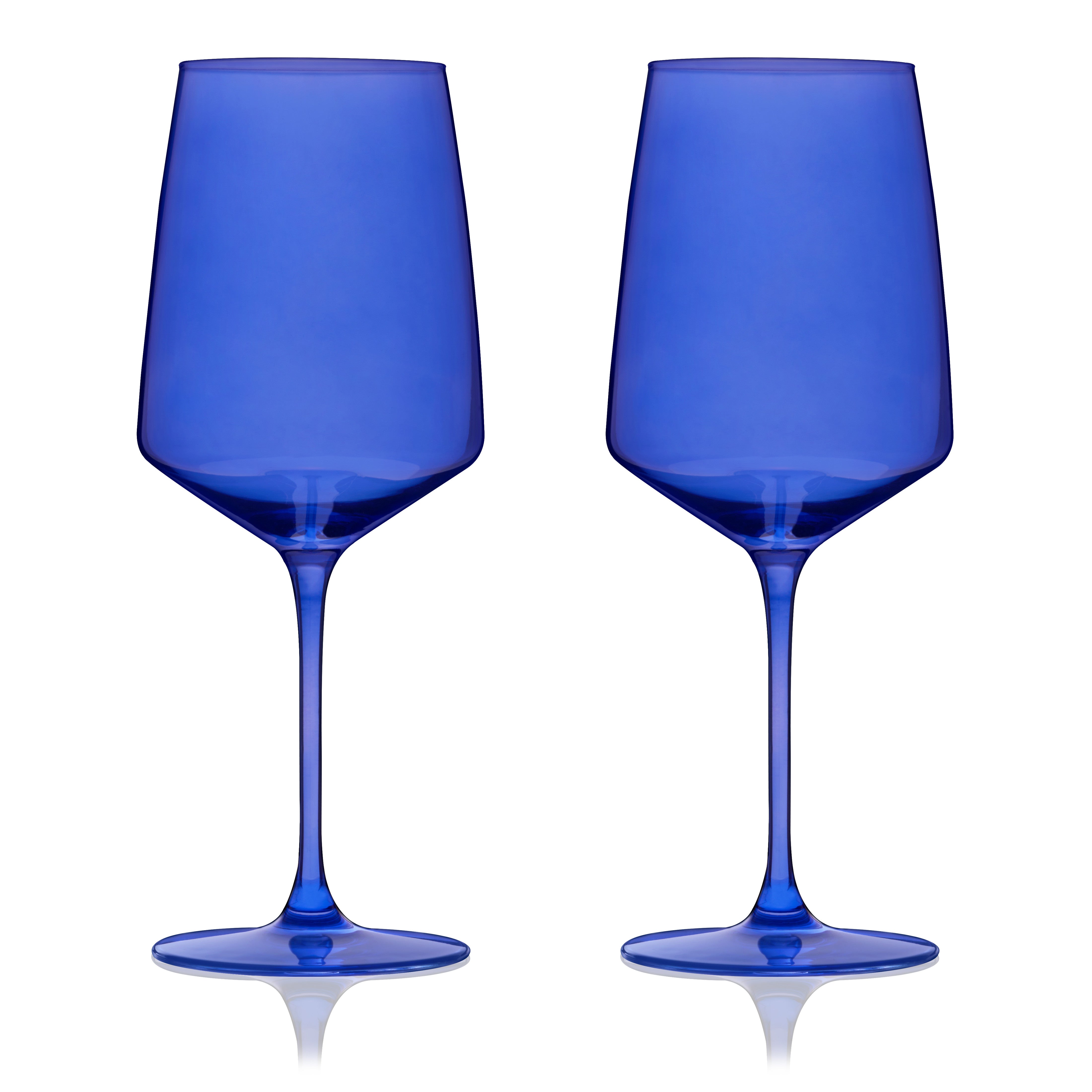 Reserve Nouveau Crystal Wine Glasses, Cobalt S/2