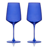 Reserve Nouveau Crystal Wine Glasses, Cobalt S/2