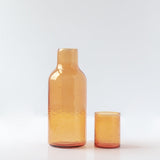 Hammered Glass Carafe Set in Amber
