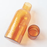 Hammered Glass Carafe Set in Amber