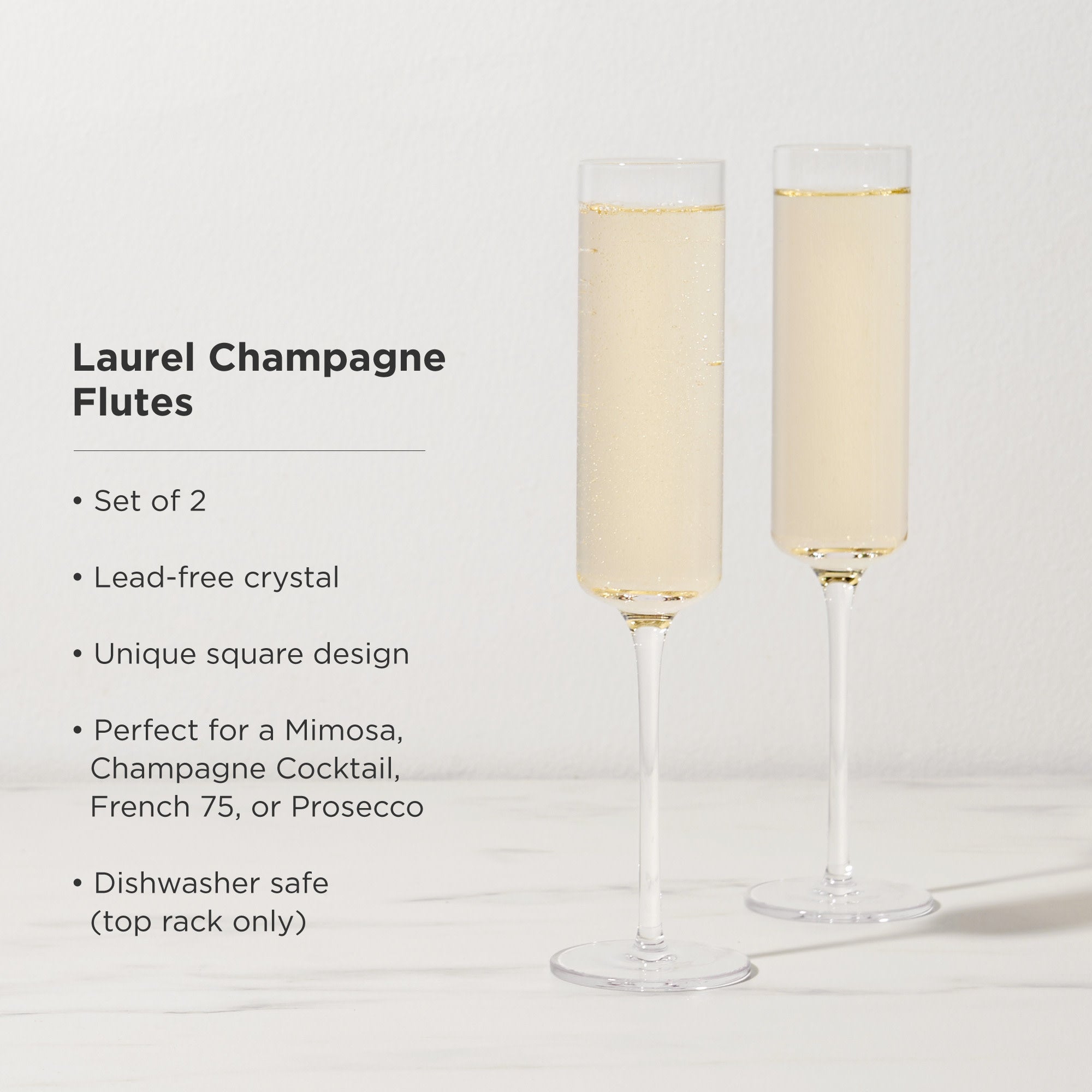 Laurel Crystal Champagne Flutes, S/2