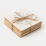Handcrafted Perfora White & Blue Coaster Set of 4