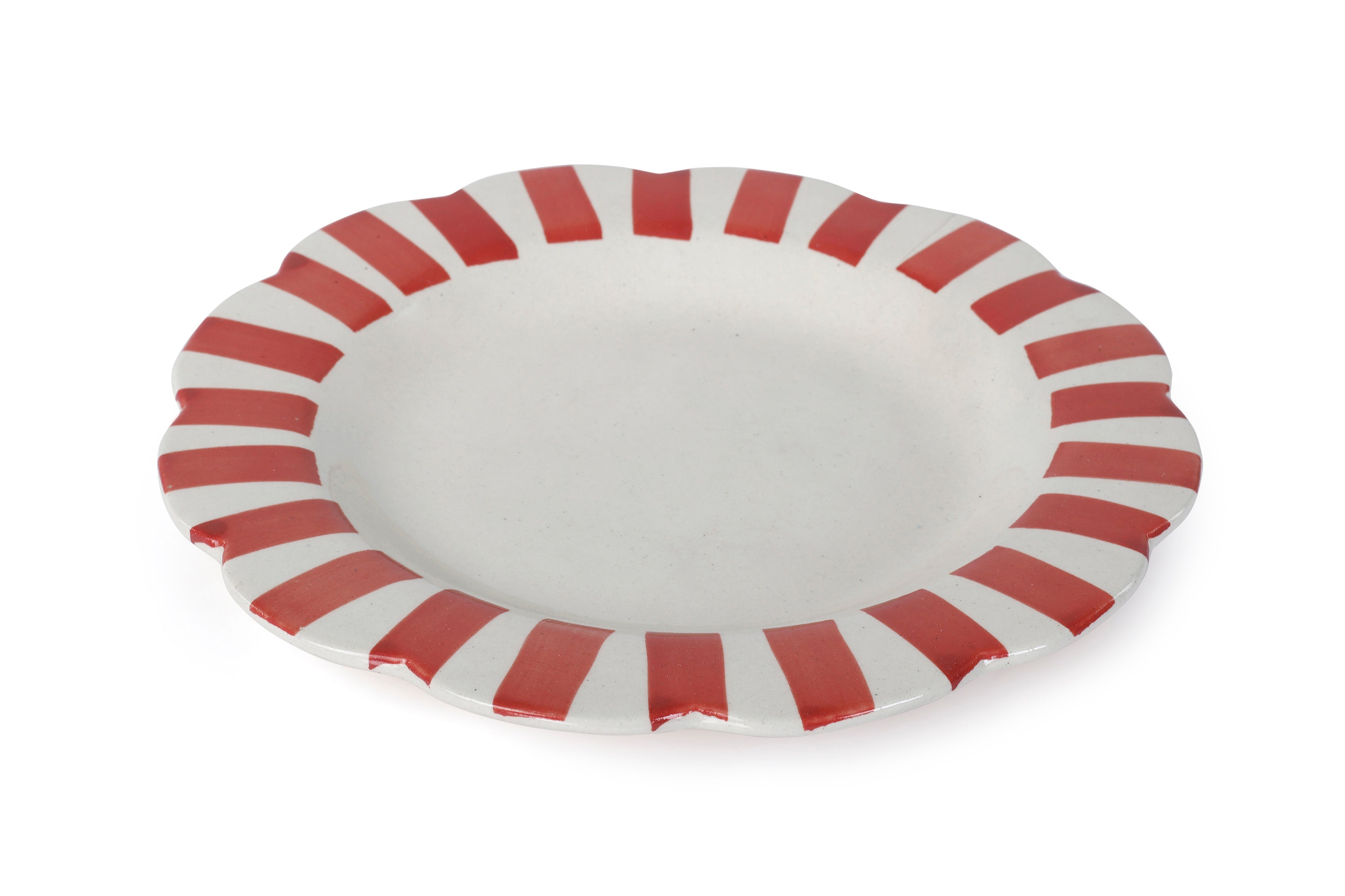 Ceramic Stripe Dinner Plate, Red S/2