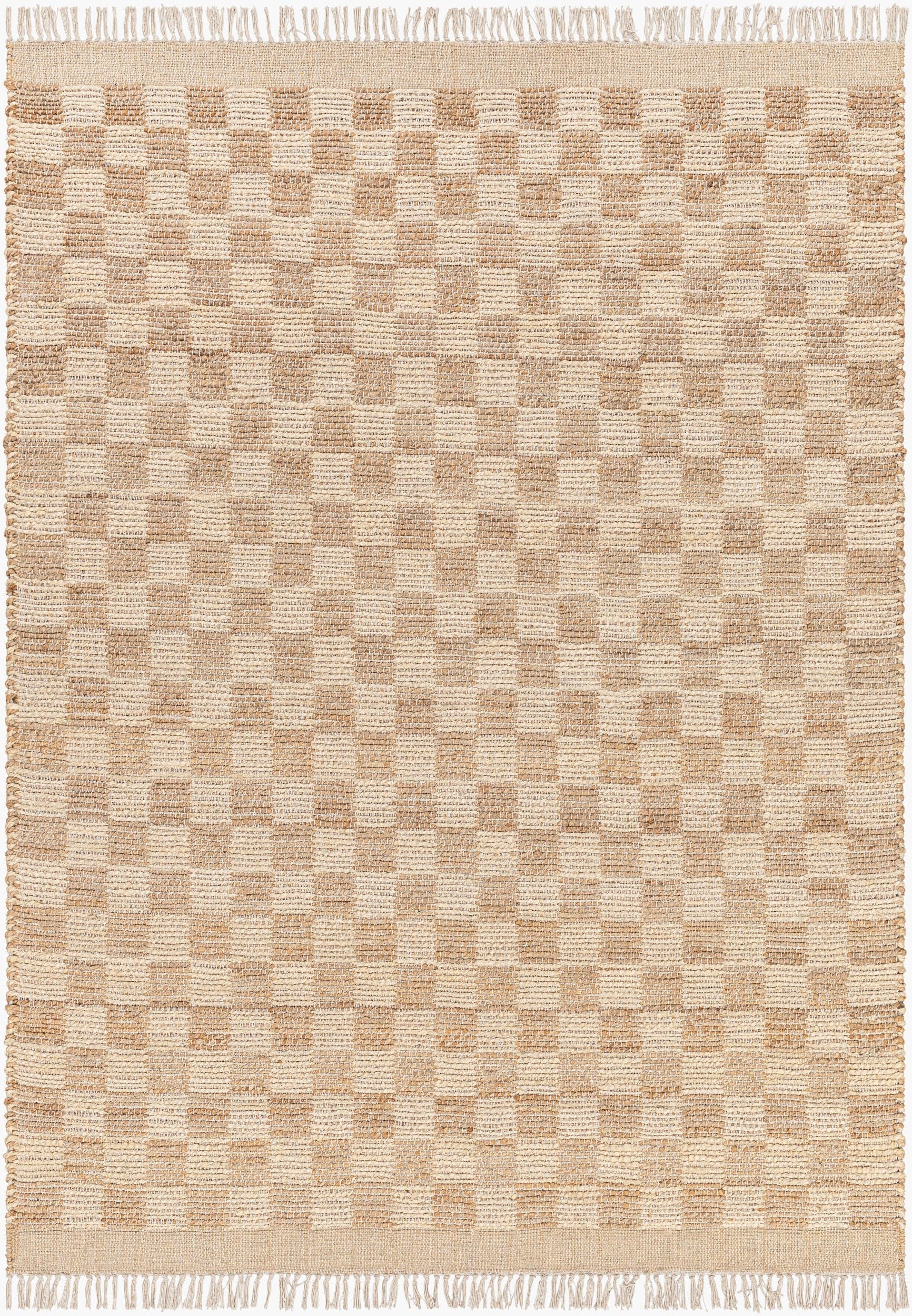 Dama Hand Woven Checkered Fringe Rug