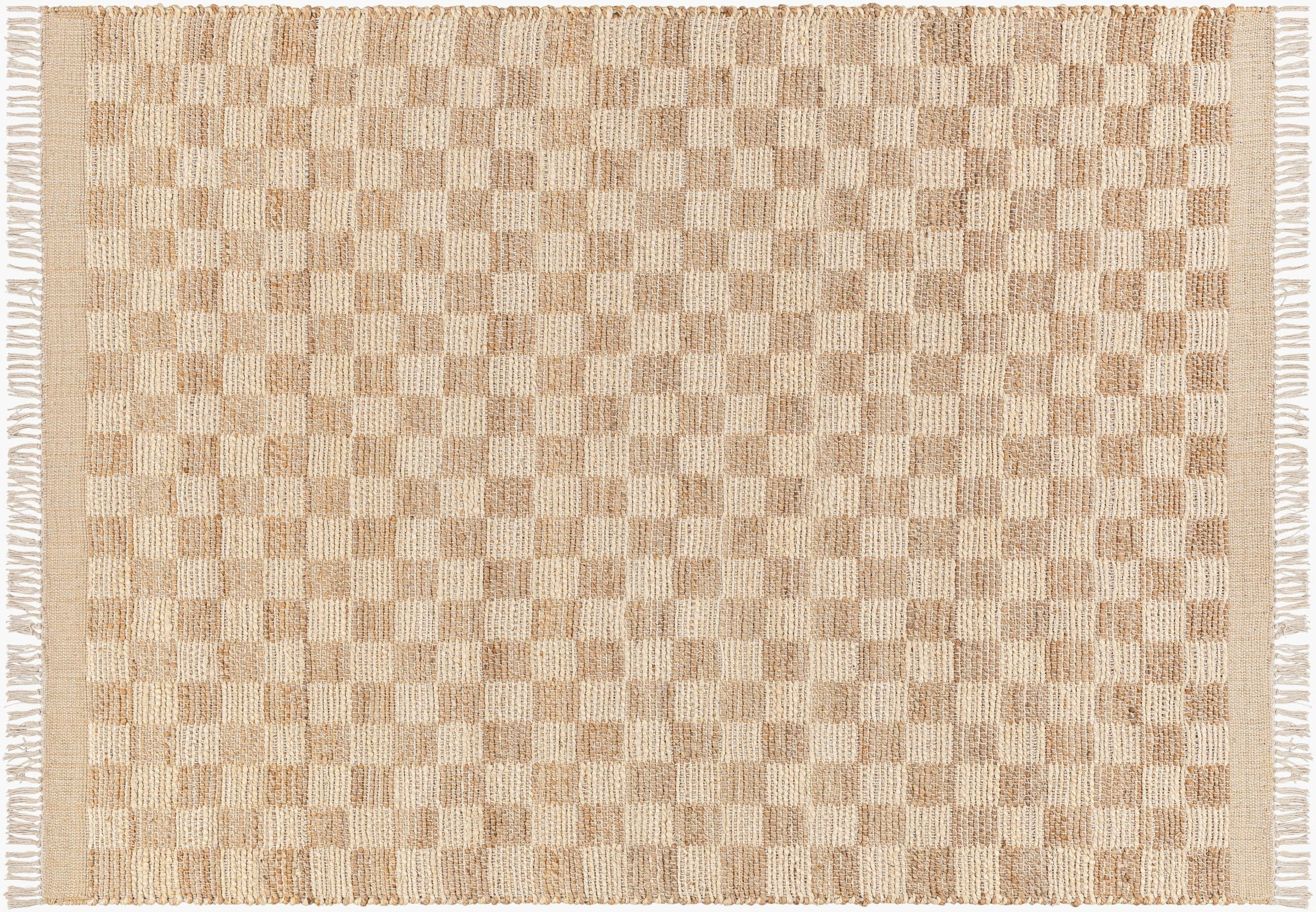 Dama Hand Woven Checkered Fringe Rug