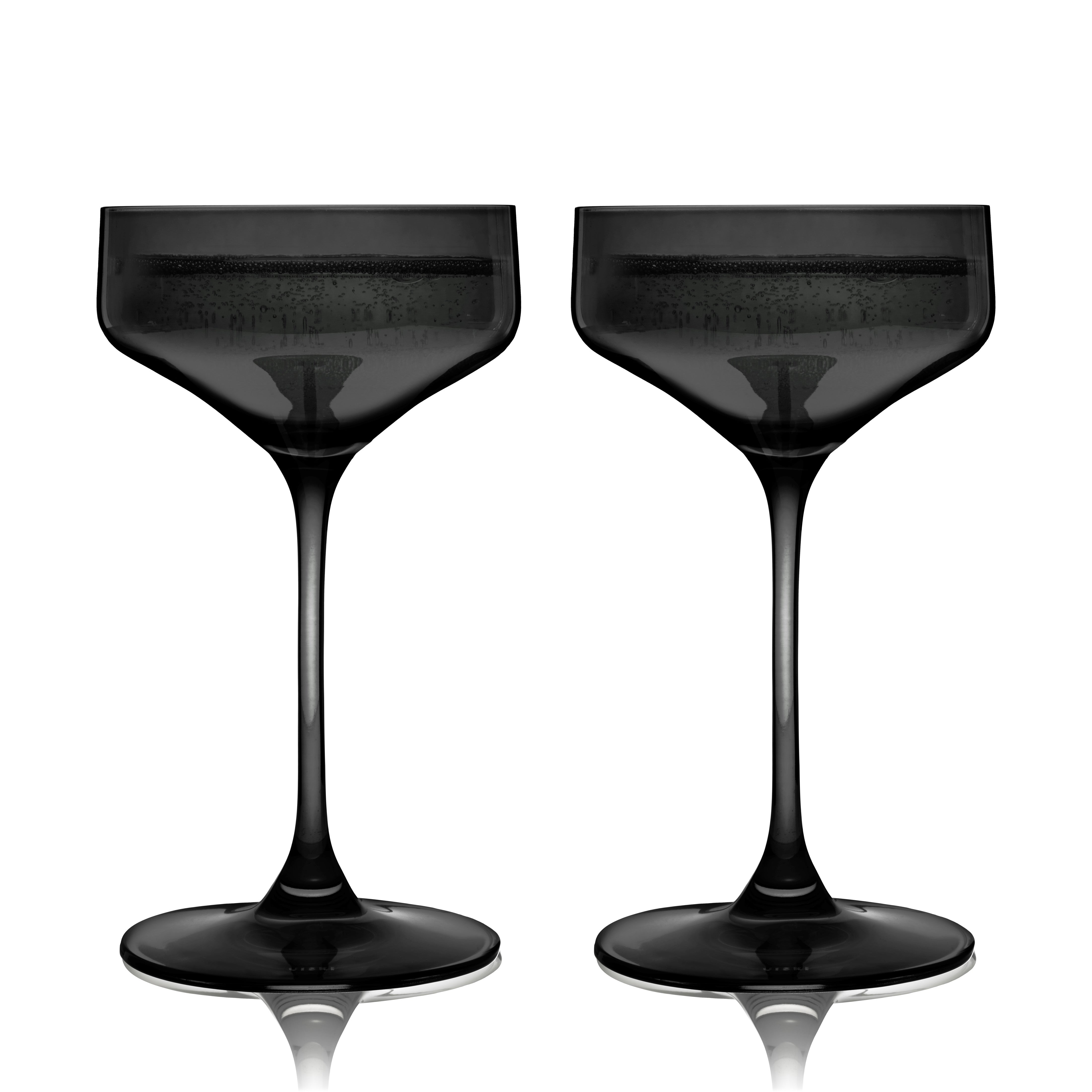 Reserve Nouveau Crystal Coupe Glasses in Smoke Set of 2