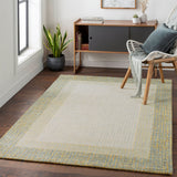 Elena Border Rug in Olive + Sage