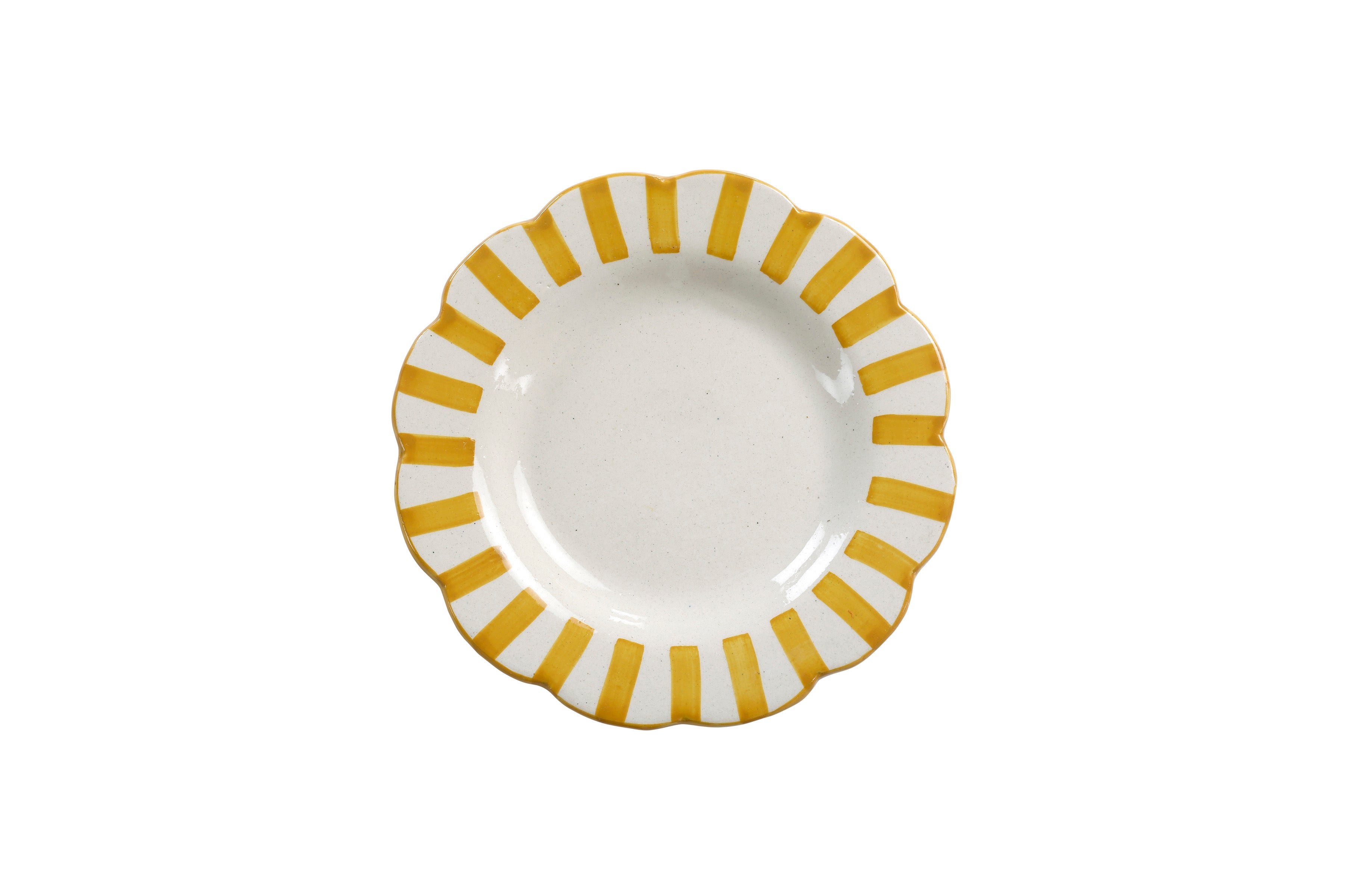 Ceramic Stripe Salad Plate, Yellow S/2