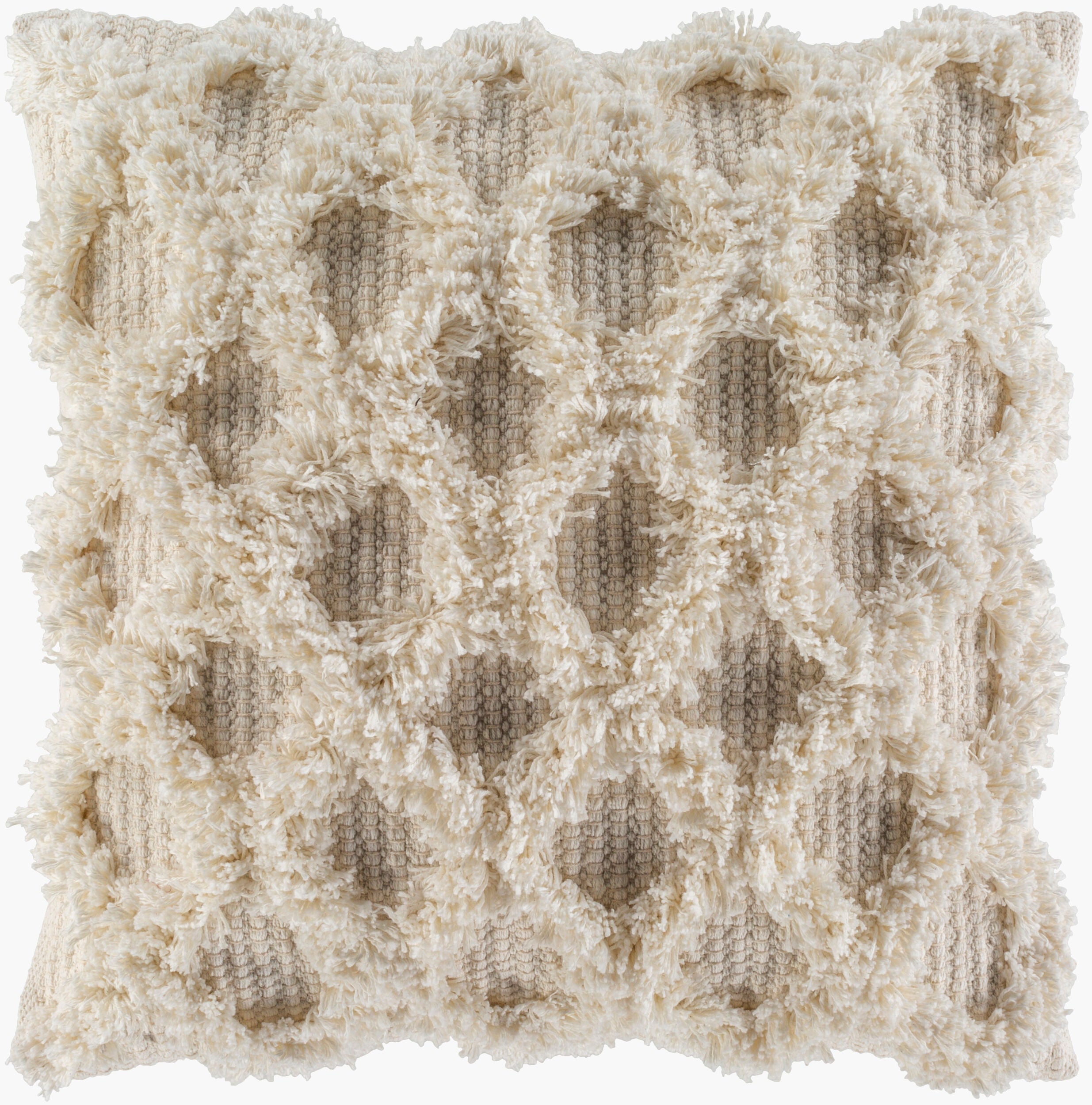 Edric Fringe Pillow in Beige