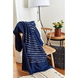 Rosewood Indigo Hand Knotted Stripes Handloom Merino Throw